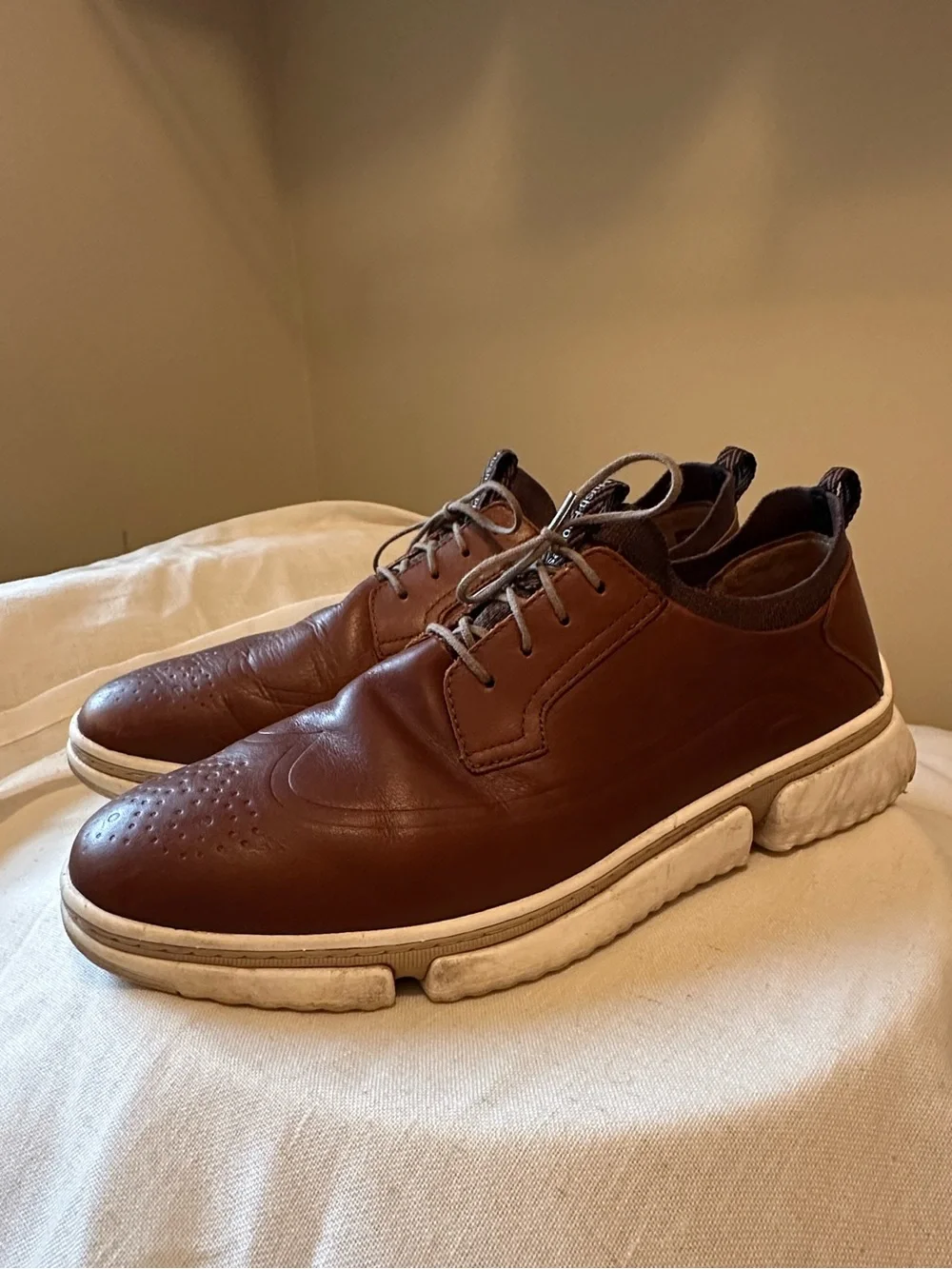 HushPuppies Bennet Oxford Cognac Brown Leather Loafers 11W Comfort Preppy Casual